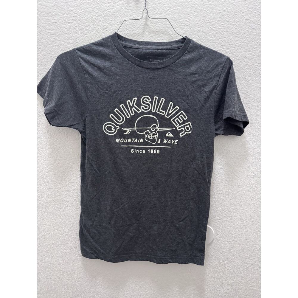 Quiksilver Men's Graphic Print Gray Jersey T-Shirt S Regular Fit 60% Cotton